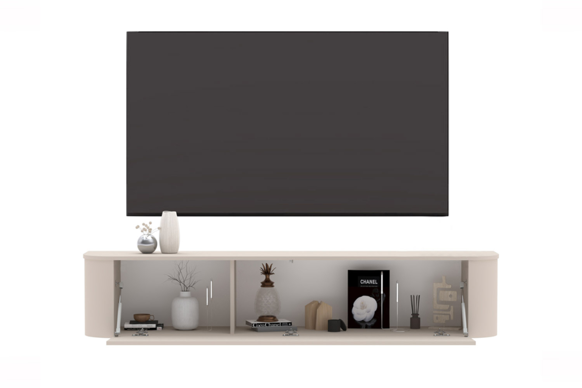 Meuble TV contemporain suspendu – Bois certifié FSC
