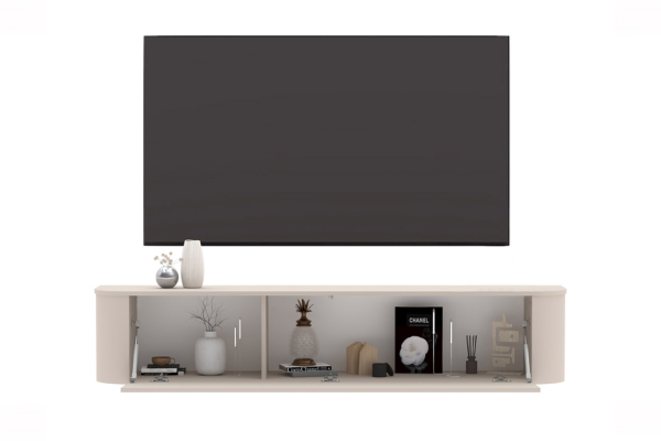 Meuble TV contemporain suspendu – Bois certifié FSC