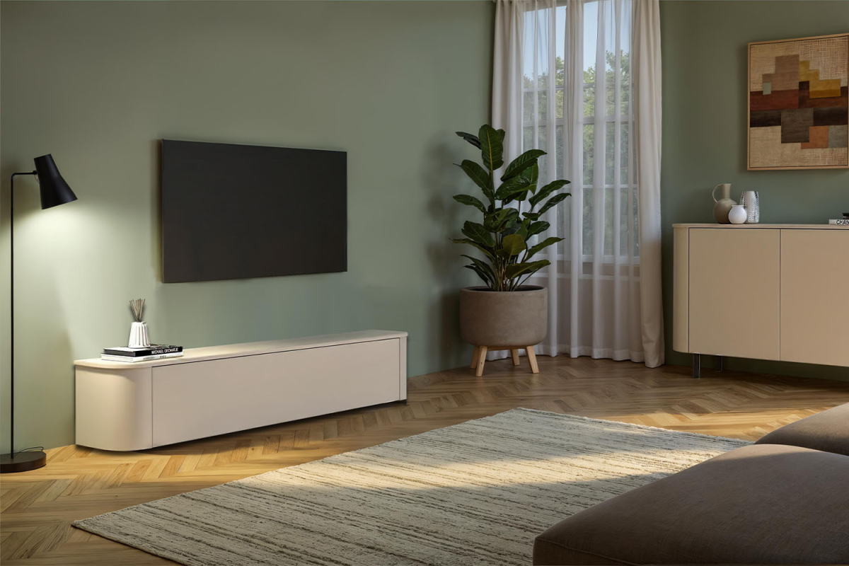 Meuble TV contemporain à poser – Bois certifié FSC