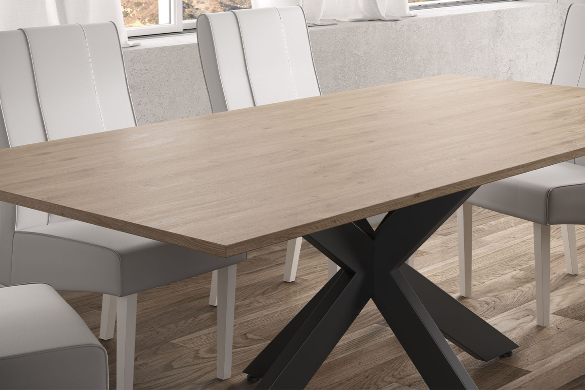 Table de repas 180 cm design – Plateau bois FSC et pieds métal