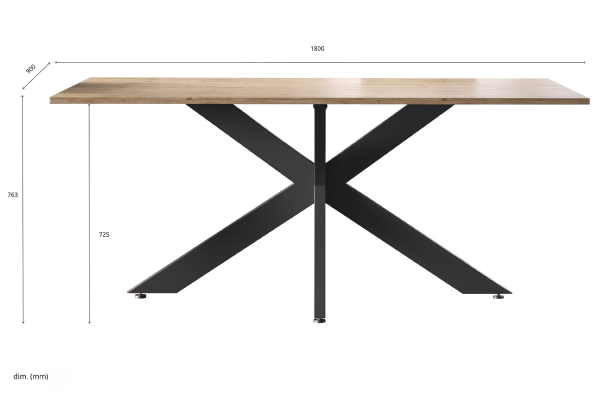 Table de repas 180 cm design – Plateau bois FSC et pieds métal