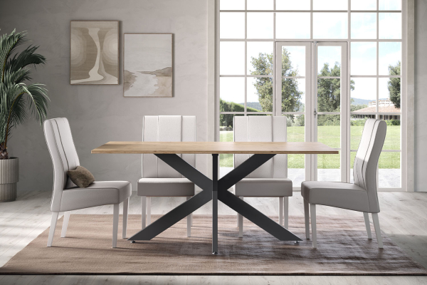 Table de repas 180 cm design – Plateau bois FSC et pieds métal