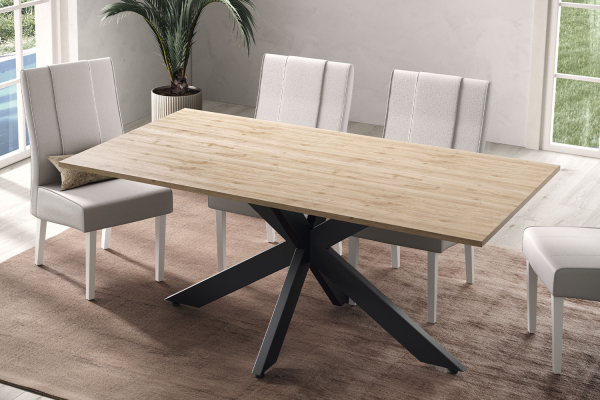 Table de repas 180 cm design – Plateau bois FSC et pieds métal