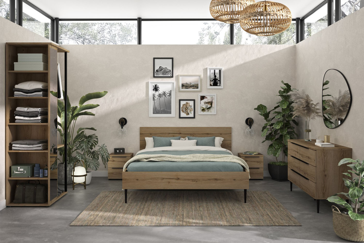 Chevet bois Altura avec 2 tiroirs – Table de nuit chêne artisan