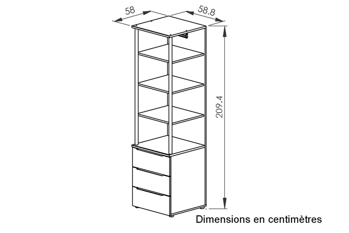 Colonne dressing Altura avec tiroirs – Meuble rangement vertical