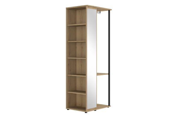 Armoire ouverte Altura avec miroir – Dressing bois chêne artisan