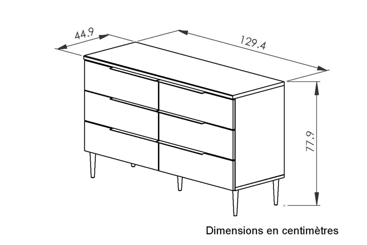 Commode bois Altura 6 tiroirs – Meuble rangement chambre