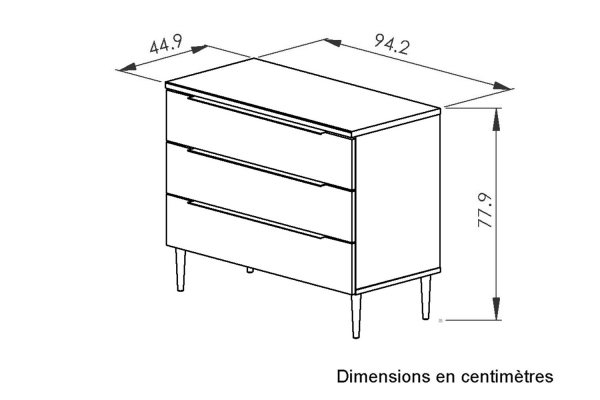 Commode bois Altura 3 tiroirs – Meuble de rangement