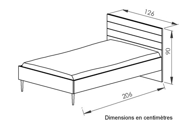 Lit Altura en bois finition chêne – Lit design avec tête de lit rainurée