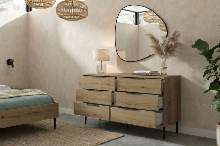 Commode bois Altura 6 tiroirs – Meuble rangement chambre