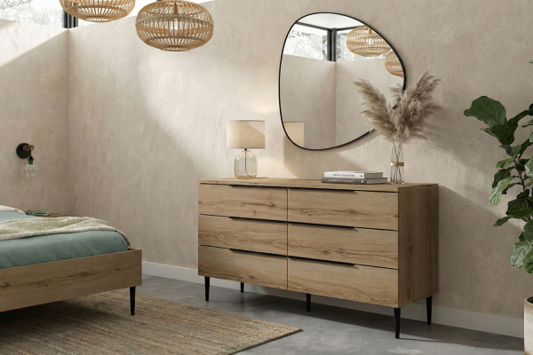 Commode bois Altura 6 tiroirs – Meuble rangement chambre