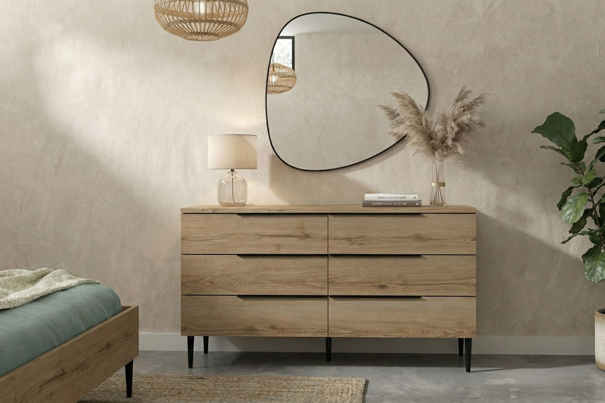 Commode bois Altura 6 tiroirs – Meuble rangement chambre