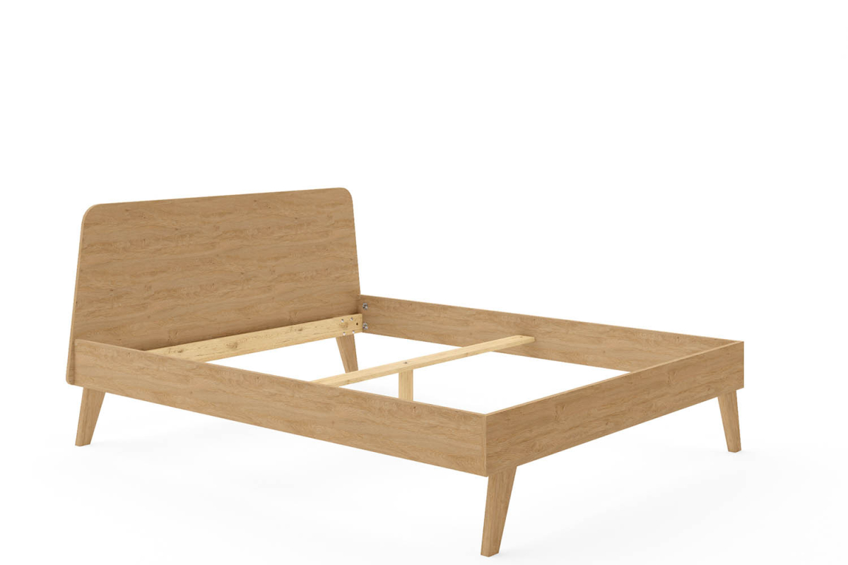 Lit en bois avec tête de lit Soho - Chêne