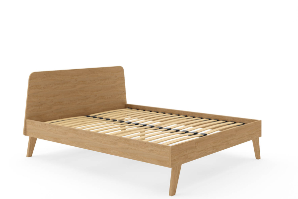 Lit en bois avec tête de lit Soho - Chêne