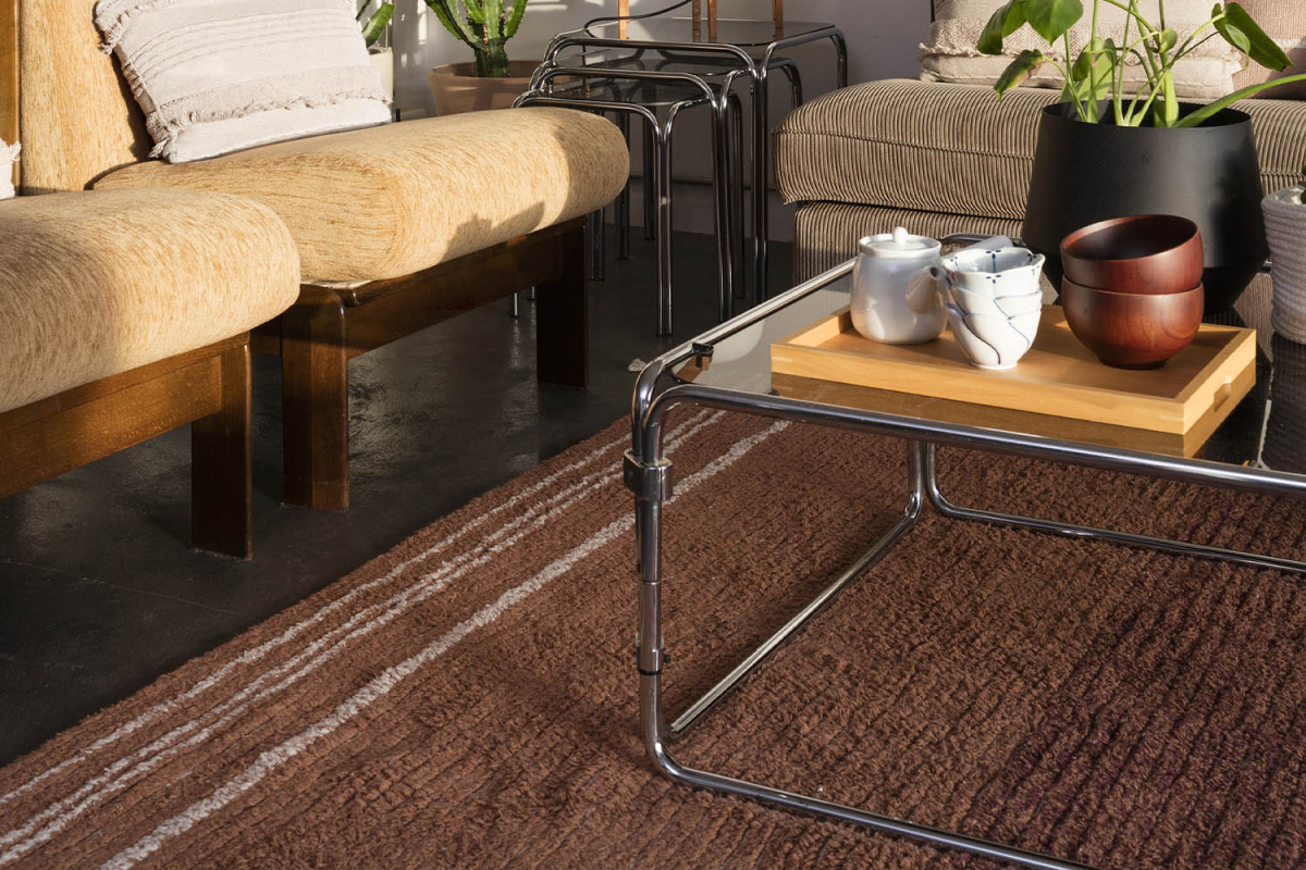Tapis réversible Lorena Canals – Tapis lavable bleu, marron ou ambre