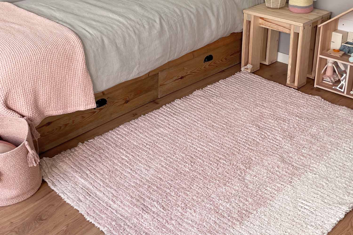 Tapis Lorena Canals réversible en coton lavable – Coloris rose et vert