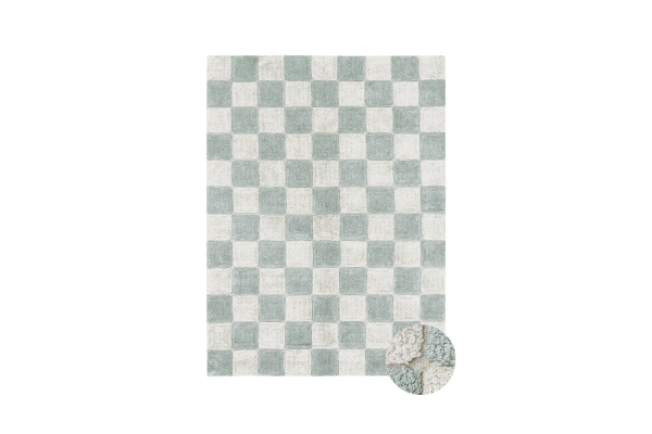 Tapis rectangulaire en coton lavable motif carreaux – Lorena Canals
