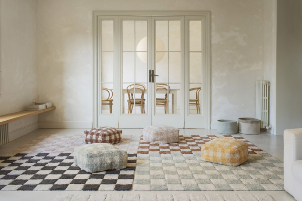Tapis rectangulaire en coton lavable motif carreaux – Lorena Canals