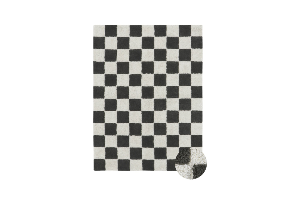 Tapis rectangulaire en coton lavable motif carreaux – Lorena Canals