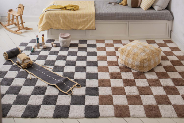 Tapis rectangulaire en coton lavable motif carreaux – Lorena Canals