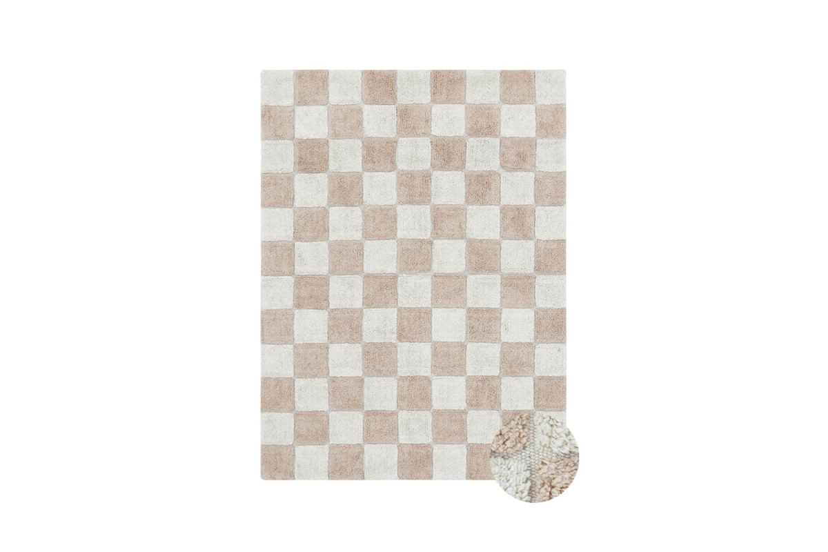 Tapis rectangulaire en coton lavable motif carreaux – Lorena Canals