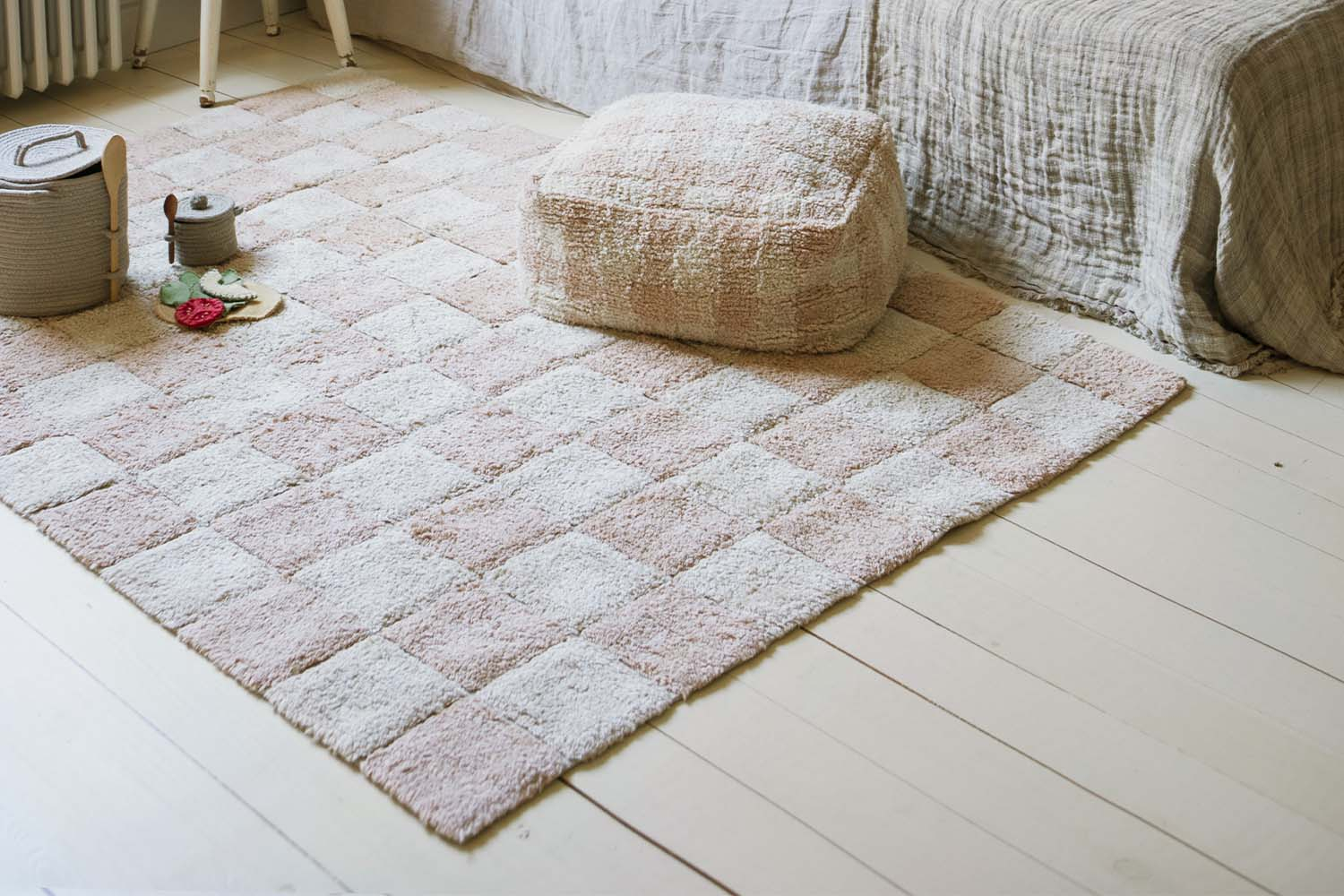 Tapis rectangulaire en coton lavable motif carreaux – Lorena Canals