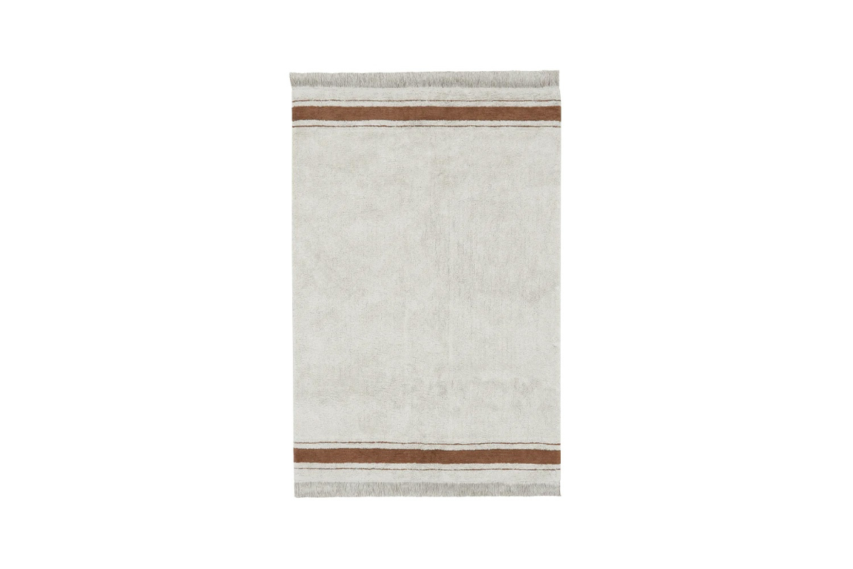 Tapis rectangulaire en coton lavable – Marron ou bleu