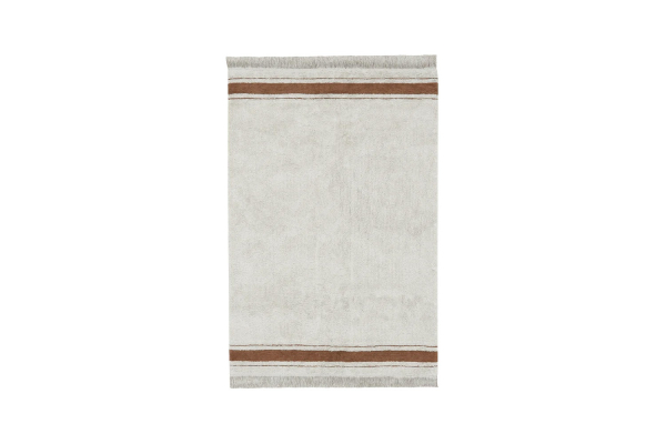 Tapis rectangulaire en coton lavable – Marron ou bleu
