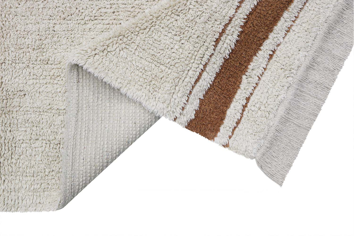 Tapis rectangulaire en coton lavable – Marron ou bleu