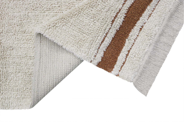 Tapis rectangulaire en coton lavable – Marron ou bleu