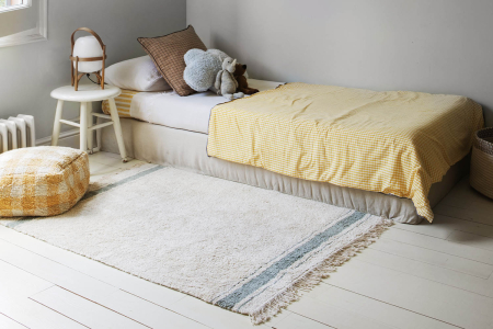 Tapis rectangulaire en coton lavable – Marron ou bleu