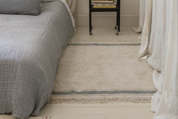 Tapis rectangulaire en coton lavable – Marron ou bleu