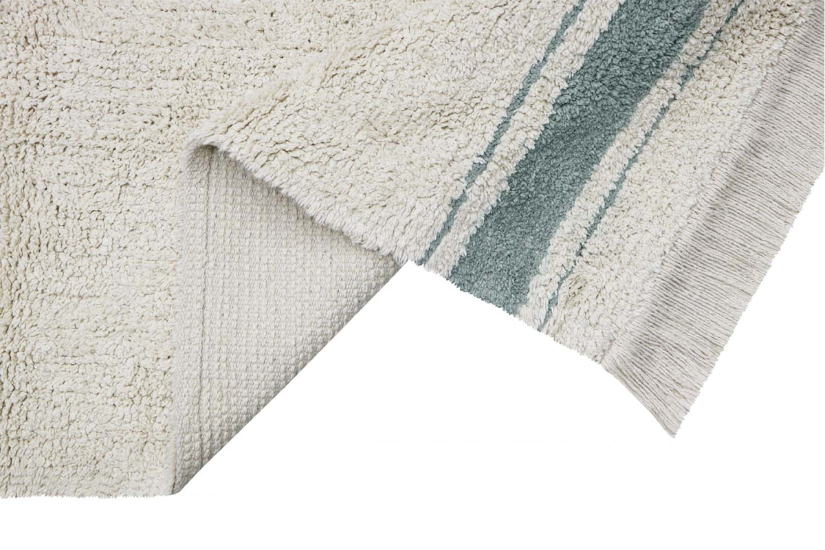 Tapis rectangulaire en coton lavable – Marron ou bleu