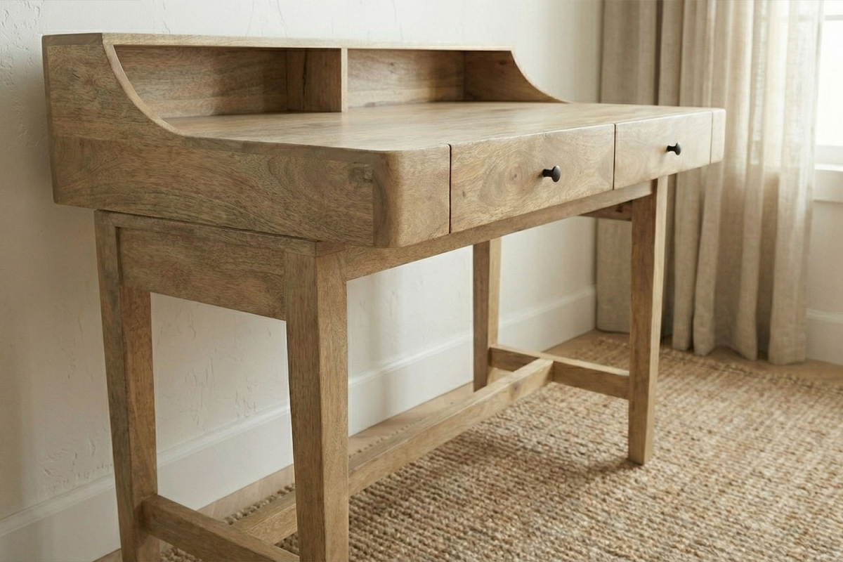 Bureau avec 2 tiroirs en manguier massif Vega