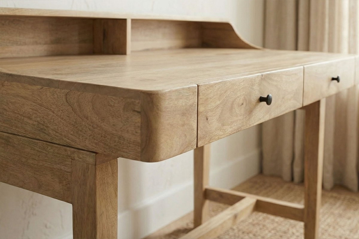 Bureau avec 2 tiroirs en manguier massif Vega