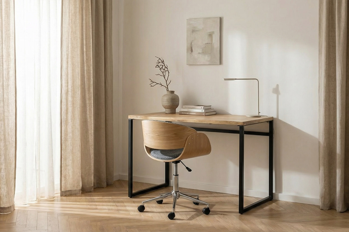 Bureau en manguier et pieds en métal noir Solaire