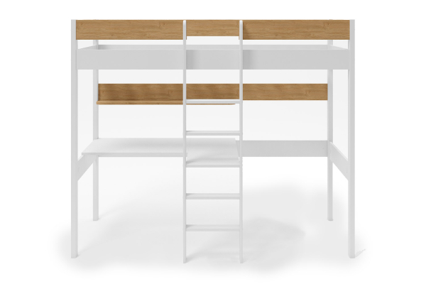 Lit mezzanine 1 place en bois massif avec bureau Auren