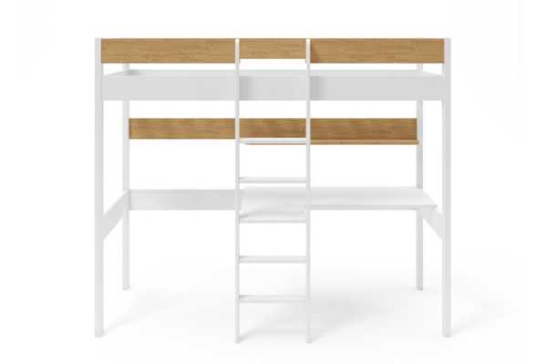 Lit mezzanine 1 place en bois massif avec bureau Auren