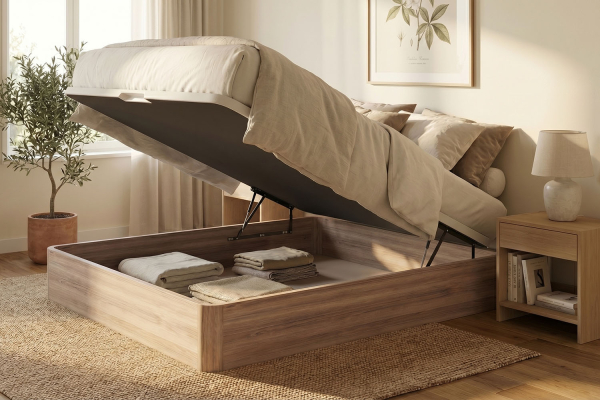 Lit coffre en bois, durable, conçu et fabriqué en France