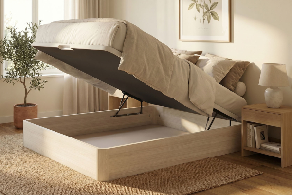 Lit coffre en bois, durable, conçu et fabriqué en France