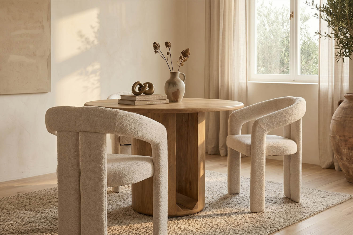 Table ronde en bois de manguier massif 5 pers. Solven