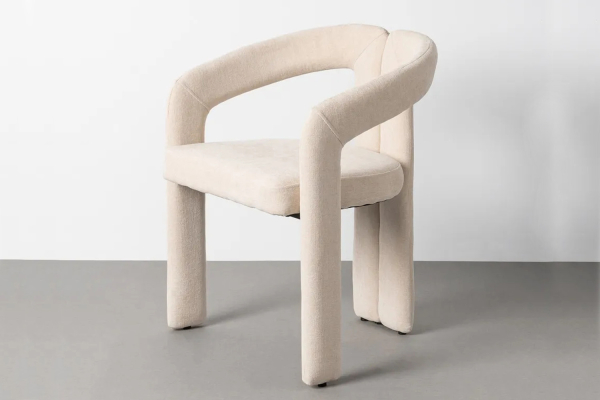 Chaise avec accoudoirs en tissu crème texturé Verona