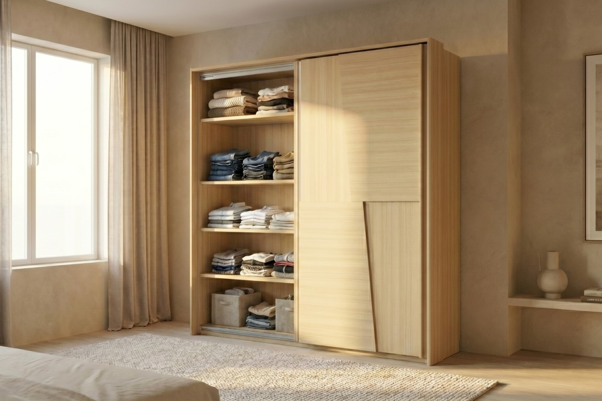 Armoire Soléa 2 portes coulissantes avec miroir