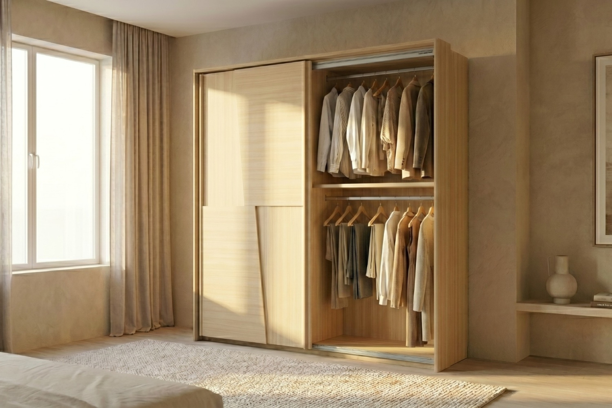Armoire Soléa 2 portes coulissantes avec miroir