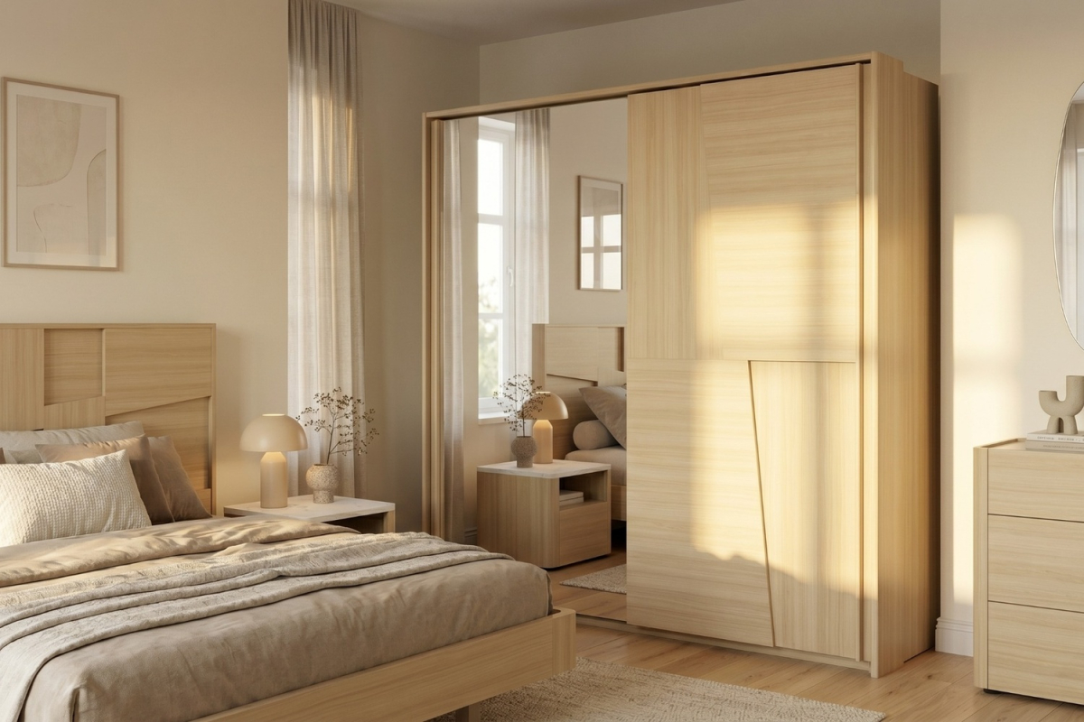 Armoire Soléa 2 portes coulissantes avec miroir