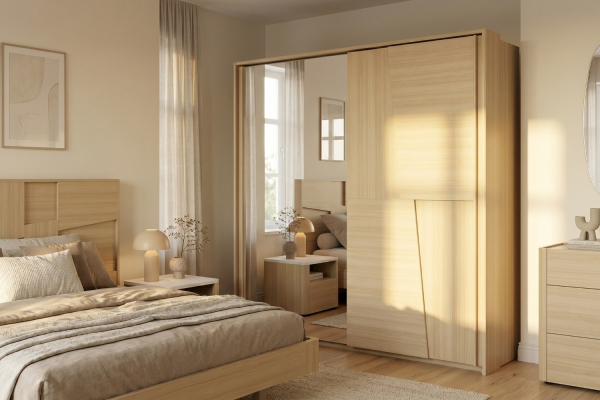 Armoire Soléa 2 portes coulissantes avec miroir