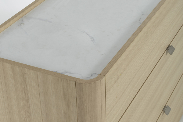 Commode 3 tiroirs Soléa bois et marbre – Rangement chambre élégant