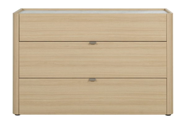 Commode 3 tiroirs Soléa bois et marbre – Rangement chambre élégant