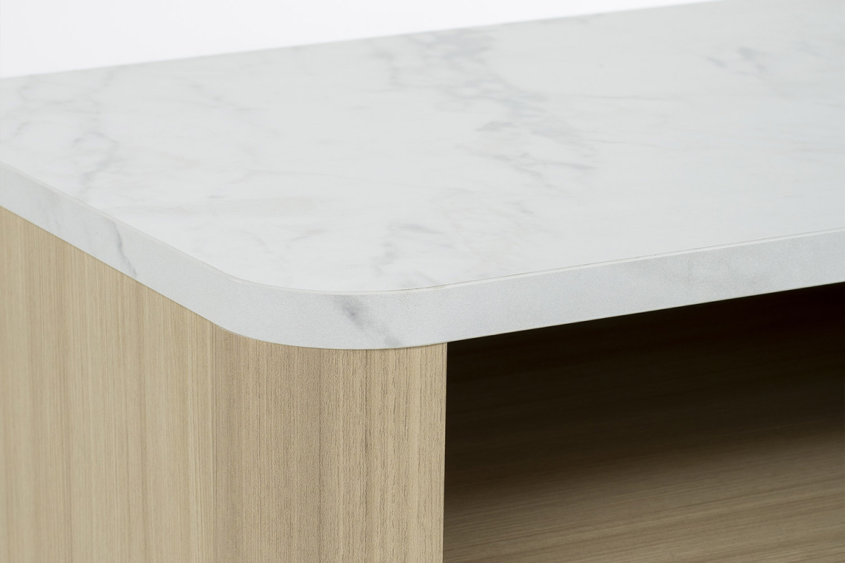 Chevet bois Soléa avec tiroir – Table de nuit chêne clair et marbre