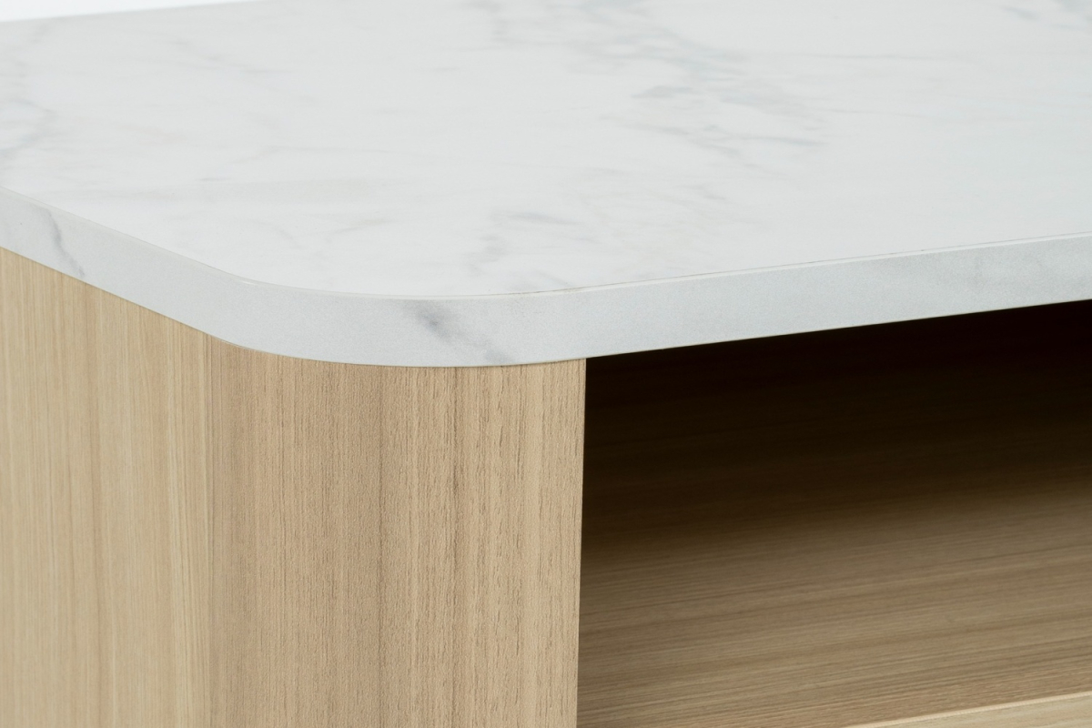 Chevet bois Soléa avec tiroir – Table de nuit chêne clair et marbre